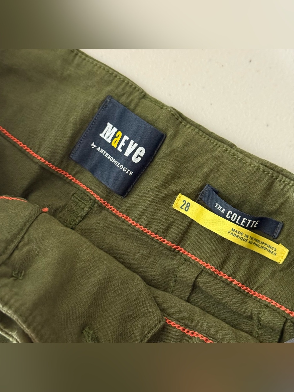 Anthropologie Maeve Colette Olive Green Crop Wide Leg Twill Pants 28 - Picture 6 of 8